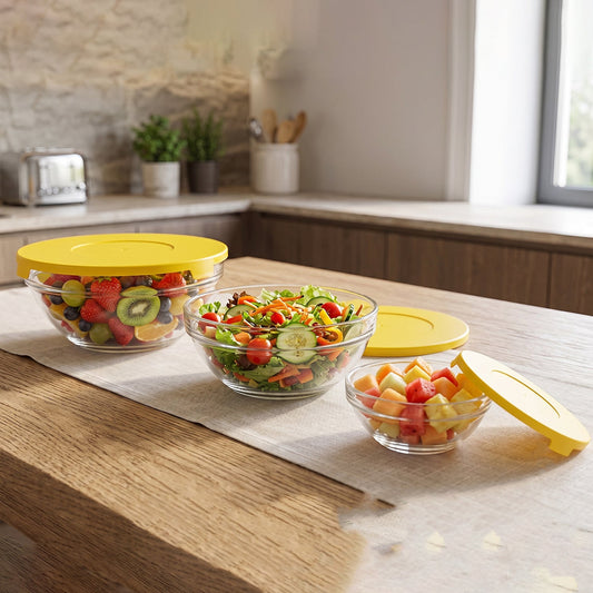 Glass Bowl Set With Lids Versatile Kitchen Storage Serving