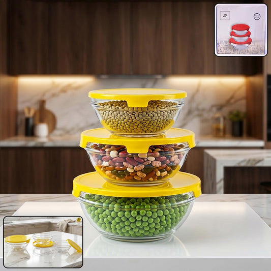 Glass Bowl Set With Lids  Versatile Kitchen Storage  Serving
