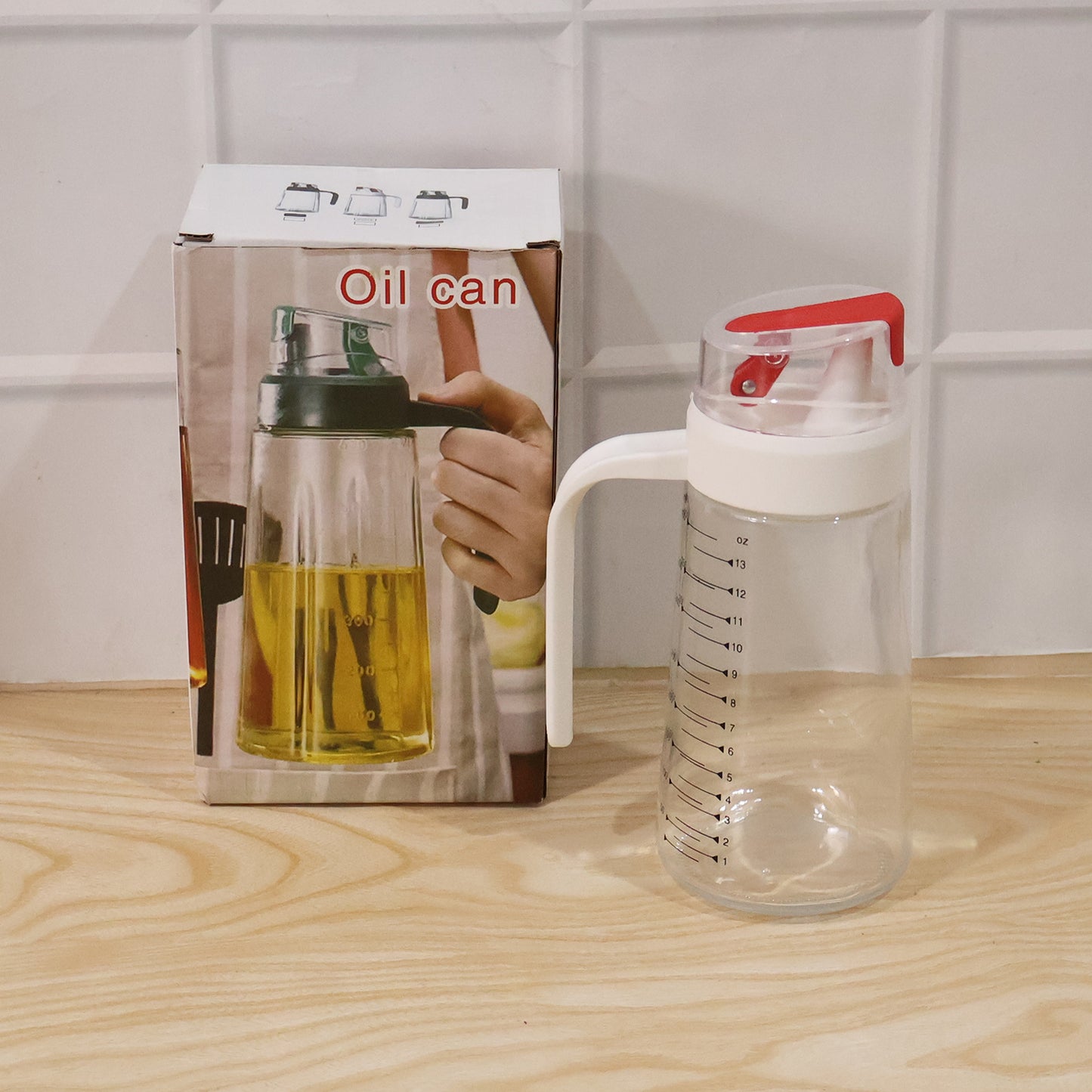 Glass Oil Dispenser Bottle With Auto-flip Cap  Side Handle (500 Ml  1 Pc)