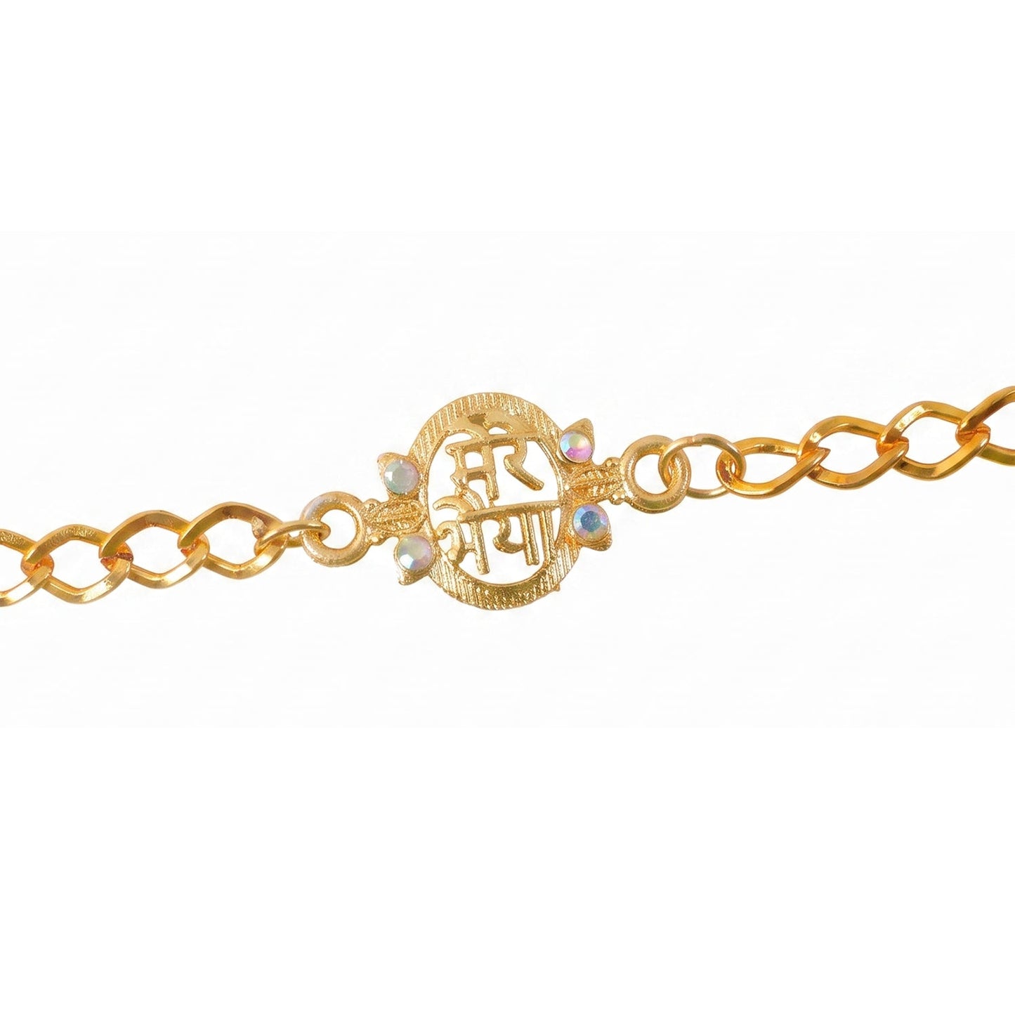 Mere Bhaiya Bracelet Rakhi Gold-plated Chain Rakhi With Stones For Brother (1 Pc)